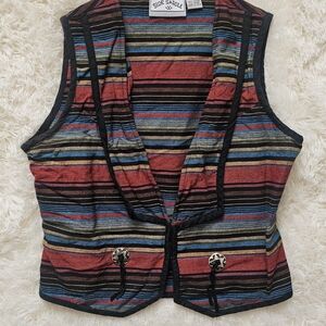Vintage 90s South Western Striped Vest By Side Saddle Womens Size Large